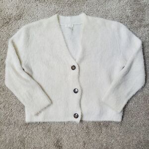 H&M Women's White Button-Up Cardigan Sweater Sz Medium EUC | So Soft!